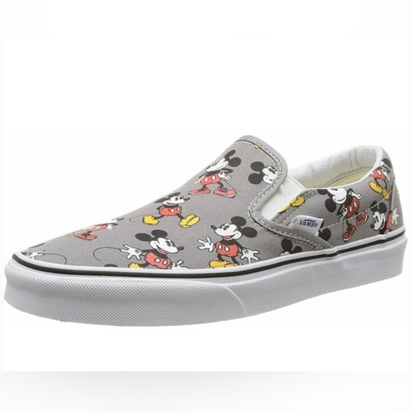 Vans x Disney ✩ Mickey Mouse Frost Grey Classic Slip On Shoes - Picture 2 of 11